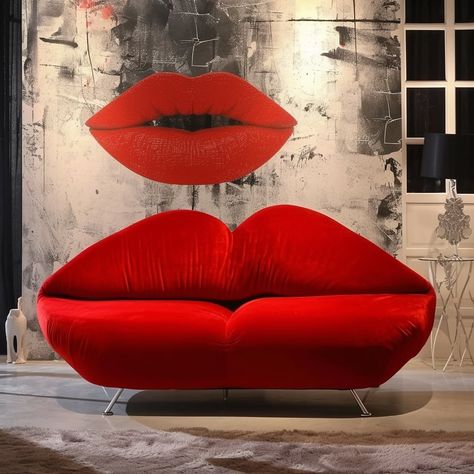 Lips Sofa, Lip Designs, Design Sofa, Red Lip, Permanent Makeup, Luxury Living Room, Playful Design, Dollhouse Furniture, Cool Furniture