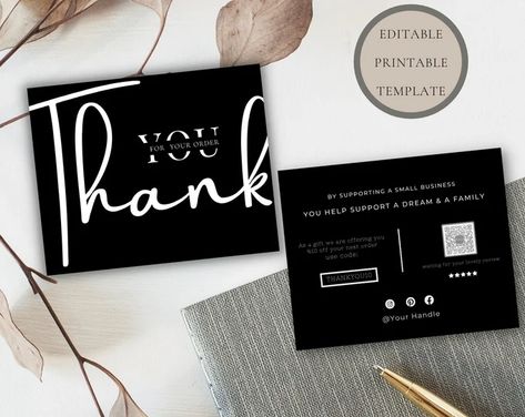 Business Thank You Notes, Qr Code Business, Business Thank You Cards, Boutique Interior, Candle Labels, Business Thank You, Thank You Card Template, Shipping Supplies, Qr Codes