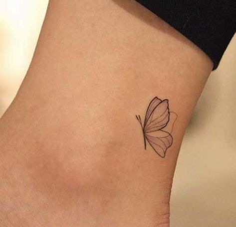 29 Tiny Butterfly Tattoo Ideas Ankle Tattoo Butterfly, Small Delicate Tattoo, Tiny Butterfly Tattoo Simple, Mini Butterfly Tattoo, Butterfly Ankle Tattoo, Dainty Butterfly Tattoo, Butterfly Tattoo Simple, Inner Ankle Tattoos, Butterfly Ankle Tattoos