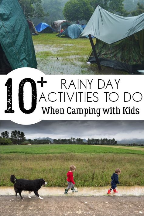 Rainy Day Activities for Camping with Kids Camping Goals, Camping Sunset, Camping Checklist Family, Camping Tricks, Camping Kids, Day Camping, Camping Activities For Kids, Camping Snacks, Camping In The Rain