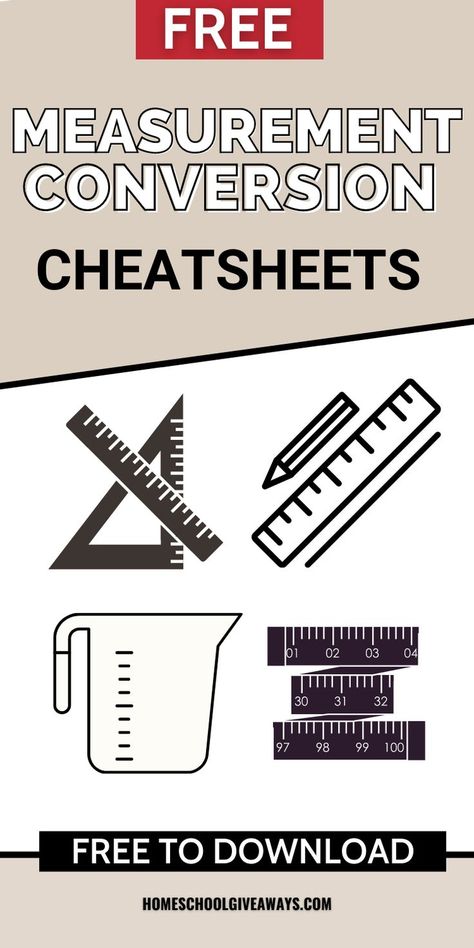 Kids can put to use these free measurement and conversion printables and cheatsheets during their math lessons for easy access to conversions. Converting can be confusing because there are so many types and things that need to be converted and memorized. When you use a printable measurement conversion chart, it can be much easier to memorize the conversions. Math Resources | Math Lessons | Measurement conversion chart for kids | Unit Conversion Chart, Math Conversions, Converting Metric Units, Converting Measurements, Converting Units, Creative Writing Stories, Printable Ruler, Math Binder, Science Safety