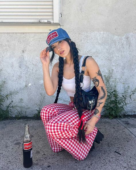 Lara in pigtails is def a power move @miranda.rothchild wearing Lara in shade Black Brown #pigtails #trendinghairstyles #trendinghair #hairstyling #braidedhairstyles Red Checkered Pants, Brown Pigtails, Checkered Pants, Pigtail Braids, Red Checkered, Trending Hairstyles, Long Braids, Iconic Women, Hair Goals