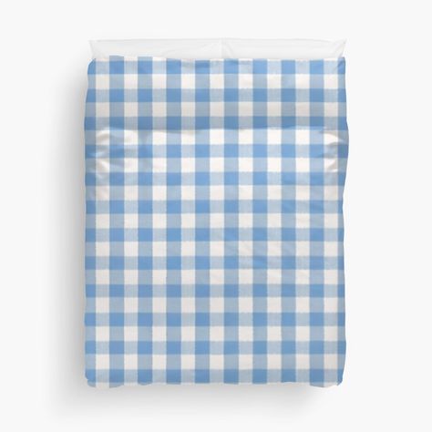 Get my art printed on awesome products. Support me at Redbubble #RBandME: https://www.redbubble.com/i/duvet-cover/Light-blue-gingham-fabric-by-adinajoline/149632423.RCGFH?asc=u Light Blue Gingham Bedding, Blue Gingham Aesthetic, Blue Plaid Duvet Cover, Blue Gingham Fabric, Light Blue Gingham, Gingham Fabric, Duvet Cover Design, Buy Lights, College Dorm Bedding