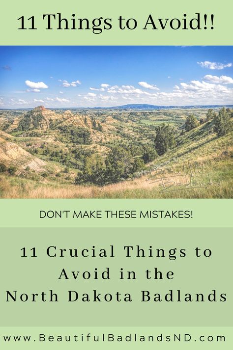 The lure of the great outdoors is rewarded by the Badlands of North Dakota. However, along with the wide open spaces and majestic scenery is the potential to catch you off guard.    #North Dakota  #badlands  #North Dakota Badlands  #Badlands of North Dakota #hike #wilderness #explore #adventure #hiking safety #Beautiful Badlands ND #travel #tourism #midwest #midwest living #midwest travel #Midwest Travel Bloggers #Mykuhls Photography  #marysphotos #Medora #Theodore Roosevelt National Park Badlands Road Trip, Badlands National Park Photography, North And South Dakota Road Trip, Devils Lake North Dakota, Badlands Photography, Bad Lands South Dakota, Travel North Dakota, North Dakota Badlands, Medora North Dakota