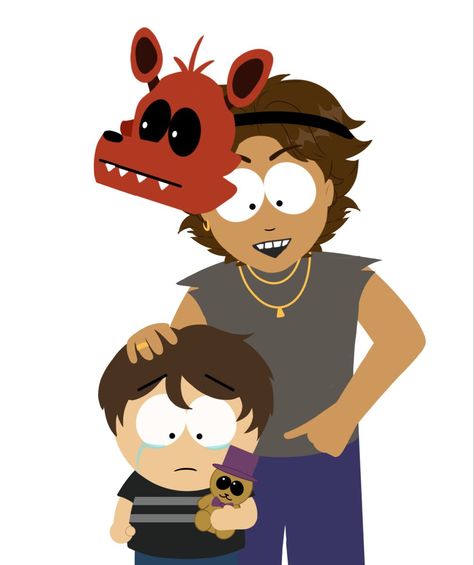 Fnaf X South Park, Fnaf Hello Kitty, South Park X Fnaf, Fnaf South Park, Fnaf Fanart Michael Afton, South Park Fnaf, Fnaf Art Cute, Drawing Styles Cartoon, Fnaf Inspired Outfits