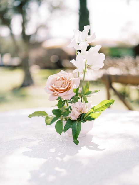 Blush Wedding Flowers Centerpiece, Small Vase Centerpiece, Peach Wedding Centerpieces, Wedding Cocktail Tables, Blush Centerpiece, Bud Vase Centerpiece, Cocktail Hour Decor, Reception Tablescapes, Chinese Heritage