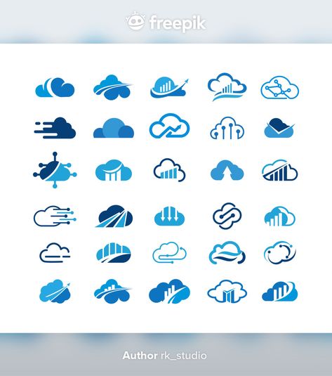 Logo collection cloud logo Premium Vecto... | Premium Vector #Freepik #vector #logo #business #people #technology Cloud Logo Design Branding, Cloud Logo Design Ideas, Cloud Logo Design, Logo Reference, Cloud Logo, Communication Logo, Logo Cloud, Cloud Stickers, Abstract Cloud