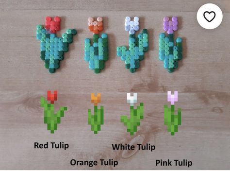 Minecraft Pearl Beads, Perler Cactus, Rose Perler Beads, Minecraft Perler Beads, Minecraft Flowers, Oxeye Daisy, Melt Beads Patterns, Hamma Beads Ideas, Pearl Beads Pattern