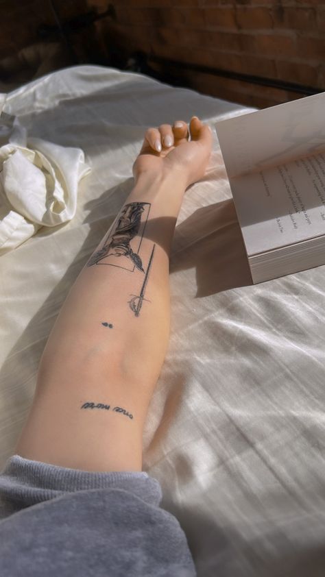 female arm tattoos tattoos Arm Of Tattoos, Arm Scattered Tattoos, Tattoo Female Arms, Both Arm Tattoos, Rectangle Arm Tattoo, Patch Work Tattoos Women Aesthetic, Tattooed Sleeves Women, Female Arm Tattoo Placement, Arm Tattoos For Daughter