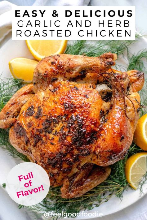 Full Chicken Recipes, Whole Chicken Recipes Oven, Garlic Roast Chicken, Baked Whole Chicken Recipes, Oven Roasted Whole Chicken, Garlic Roasted Chicken, Full Chicken, Garlic Roast, Whole Baked Chicken