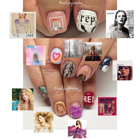 Brooke Jensen | 🎤🪩✨TAYLOR SWIFT ERAS TOUR NAILS✨ My client and I took inspo from each album cover/songs for the nail design! . ✨The art of each finger is i… | Instagram Taylor Swift Eras Tour Nails, Eras Tour Nails, Midnight Red, Swift Concert, Taylor Swift Fearless, Taylor Swift Eras Tour, Taylor Swift Concert, Cover Songs, Eras Tour