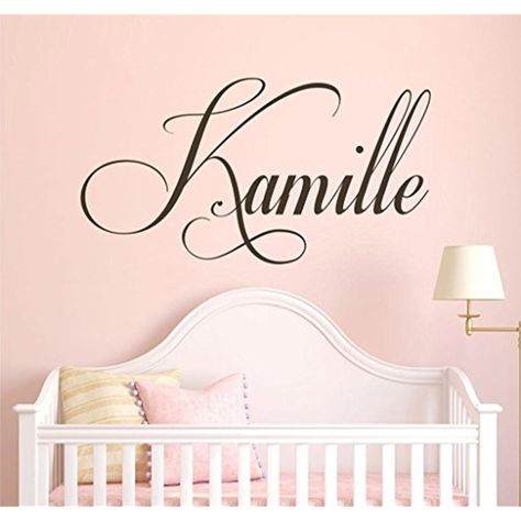 Nursery Custom Name Wall Decal Sticker, 50" W Girl Name Wall Decal, Girls Name, Wall Decor, Personalized, Girls Name Decor, Girls Nursery, Girls Bedroom, PLUS FREE WHITE HELLO DOOR DECAL *** Check out this great product. (This is an affiliate link) #PaintingSuppliesWallTreatments Hello Door Decal, Name Decor, Unique Decals, Nursery Stickers, Personalized Bedroom, Name Wall Decor, Nursery Decals, Name Wall Decals, Girl Name