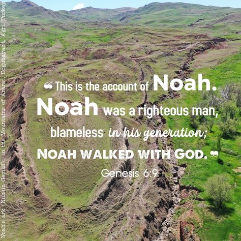 This is the account of Noah and his family. Noah was a righteous man, blameless among the people of his time, and he walked faithfully with God. Genesis 6:9 Noah Bible, Genesis 6, Verses Wallpaper, Noahs Ark, Bible Verse Wallpaper, Christian Quotes, Bible Verse, The Mountain, Verses