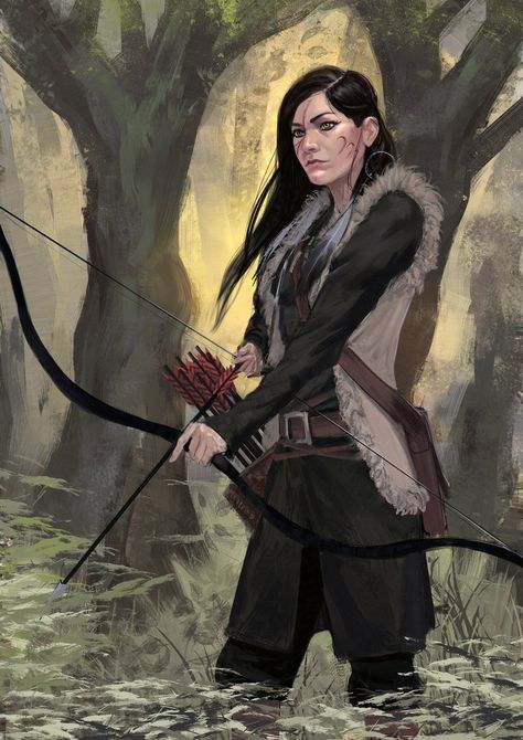 Female Ranger Art, Female Hunter Art, Fantasy Huntress, Female Ranger Dnd, Dnd Hunter, Archer Woman, Fantasy Archer, Ranger Dnd, Archer Characters