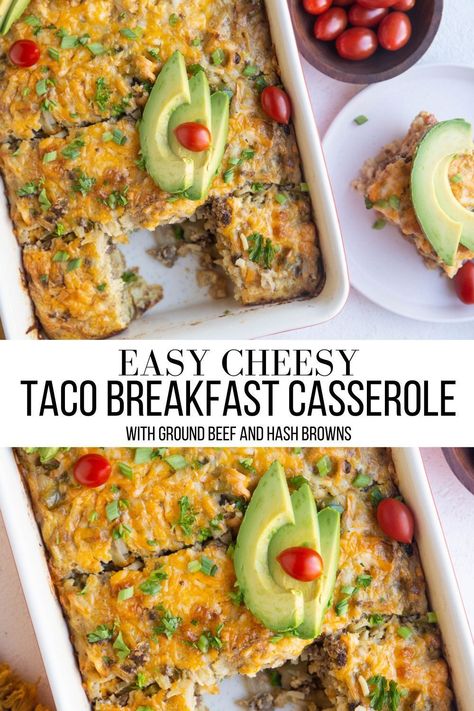 Taco Egg Casserole, Ground Beef Brunch Recipes, Taco Meat Breakfast Recipes, Breakfast Recipes With Ground Beef, Easy Mexican Breakfast Casserole, Ground Beef Egg Casserole Recipes, Breakfast Casserole With Ground Beef, Leftover Steak Breakfast, Breakfast Mexican Casserole