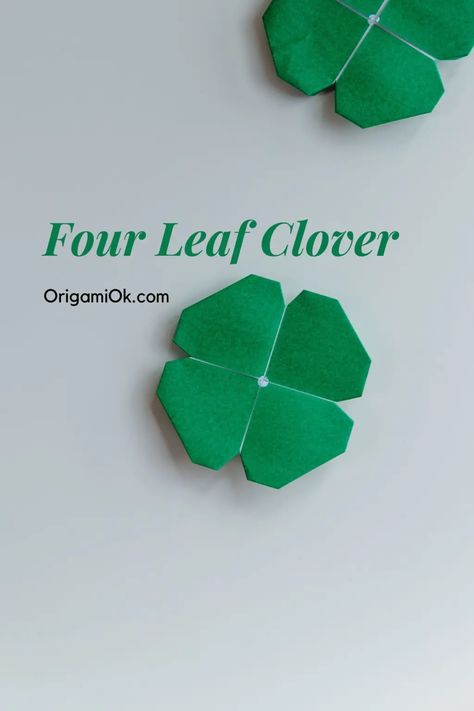 origami four leaf clover | origamiok Origami Shark, Origami Leaf, 4 H Clover, Easy Origami Animals, Origami Leaves, Easy Origami For Kids, Corner Bookmarks, Origami Animals, Four Leaves