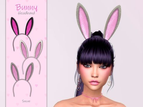 Male Teen, Sims 4 Cc Hair, Bunny Headband, Moon Accessories, Easter Headbands, Purple Bunny, Heart Headband, Bunny Ears Headband, Cat Ears Headband