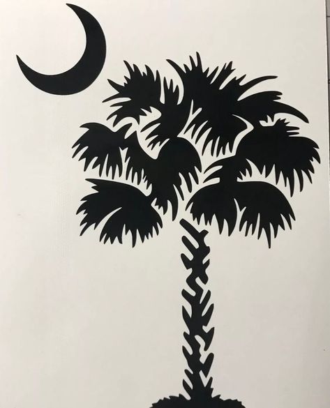 "South Carolina Palmetto Tree Car Truck Window 6\" Vinyl Decal Sticker Will be shipped usps Decal is 6\" Once decal is applied, the clear will be removed leaving just the decal" South Carolina Flag Tattoo, South Carolina Palm Tree Tattoo, Palmetto Tree Tattoo South Carolina, Palmetto Tree Tattoo, South Carolina Tattoo, South Carolina Flag, Palmetto Tree, Tree Palm, Girl Decals