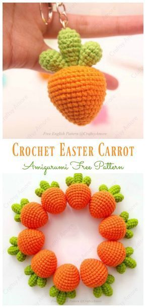 Crochet Easter Carrot Amigurumi Free Pattern Carrot Amigurumi, Keychain Pattern, Crochet Easter, Confection Au Crochet, Easter Crochet Patterns, Crochet Keychain Pattern, Pola Amigurumi, Crochet Food, Crochet Amigurumi Free Patterns