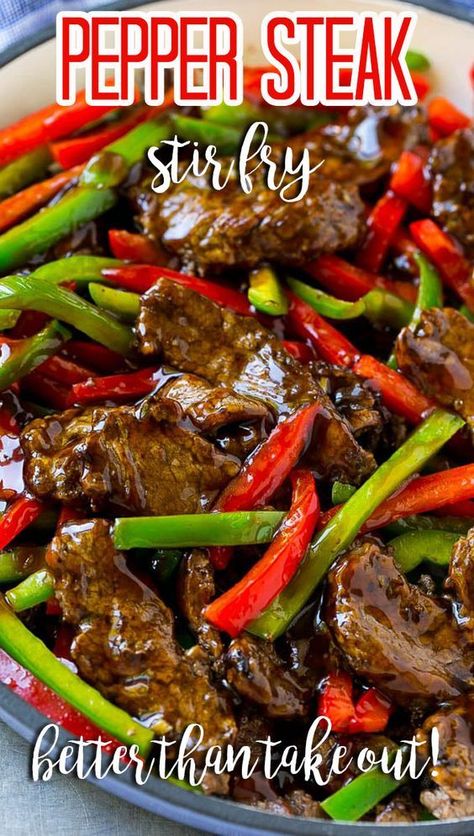 Pepper Steak Recipe Easy, Stir Fry Steak, Steak Peppers, Steak Stirfry Recipes, Pepper Steak Stir Fry, Stir Fry Beef, Chinese Pepper Steak, Steak Stir Fry, Pepper Steak Recipe