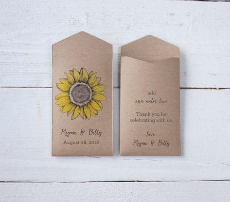 Seed Packet Wedding Favors, Sunflower Wedding Favors, Custom Seed Packets, Seed Packets Favors, Let Love Grow, Seed Wedding Favors, Sunflower Bridal Shower, Wedding Logo Design, Woodsy Wedding