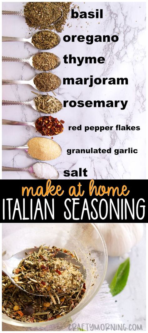 Make homemade italian seasoning mix! Easy dry italian seasoning spice mix recipe to make. Store fresh at home. Ingredient and measurement list. #homemadeseasoning #italianseasoning #seasoning #diyseasoning #diyitalianseasoning #craftymorning Italian Seasoning Mix Recipe, Italian Seasoning Mix, Italian Seasoning Recipe, Homemade Italian Seasoning, Crafty Morning, Homemade Spice Mix, Spice Mix Recipes, Homemade Spice Blends, Seasoning And Spice