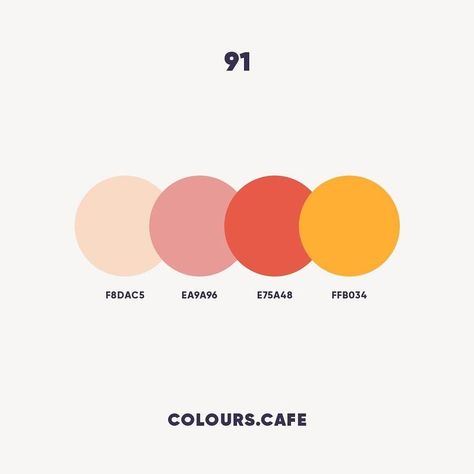 Colours 91 . #f8dac5 #ea9a96 #e75a48 #ffb034 . #colors #color #colours #colour #palette #colorscheme #colourscheme #ui #colorful… Pantone Colour Palettes, Palette Design, Brand Color Palette, Color Palette Design, Color Psychology, Color Inspo, Color Stories, Design Graphique, Colour Schemes