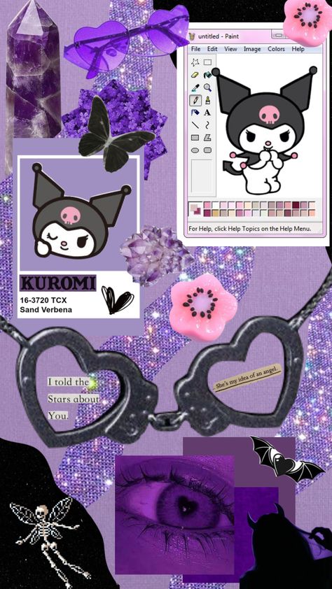 Korumi Wallpaper Purple Iphone, Kuromi Wallpaper Purple, Kurumi Wallpaper, Iphone Wallpaper Rock, Kuromi Purple, Purple Kuromi, Kuromi Wallpaper, Creepy Cute Fashion, Melody Wallpaper