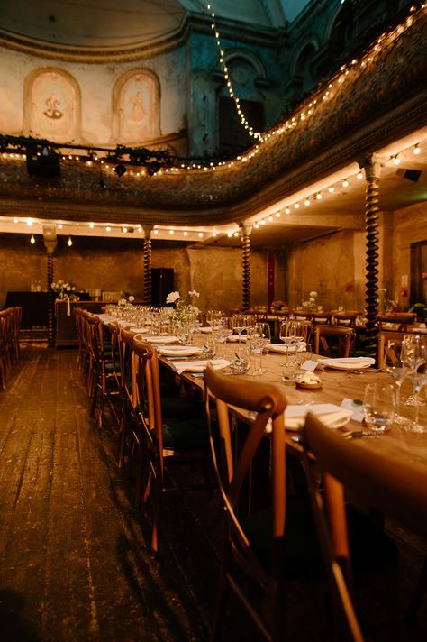 a stylish wedding reception in London's only surviving Victorian Music Hall - a unique place to hold your wedding. Music Venue Wedding, Music Hall Wedding, City Wedding Venues, London Wedding Venues, Bristol City, Unique Place, Venue Wedding, Music Venue, Music Hall