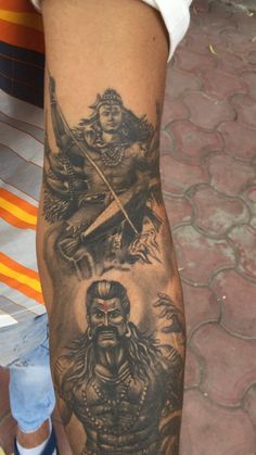 Angry Shiva Tattoo Design For Men, Ravana King Tattoo, Lord Ravana Wallpaper, Ravana Tattoo Designs, Raavan Tattoo, Ravana Tattoo, Lord Shiva Tattoo, Kali Tattoo, Hindu Tattoos