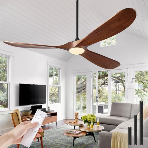 PRICES MAY VARY. 【SOLID WOOD FAN BLADES】This indoor/outdoor ceiling fans with light, the 3 blades are carved from walnut that has been grown for over 20 years, with clear texture finishes, rigorous handcraft process, and smooth and delicate surface. With an aerodynamic design, all the blades have gone through hundreds of professional balanced tests to ensure the fan spins stably 【SILENT BRUSHLESS DC MOTOR】The modern ceiling fan features 6 speed levels and a timer function. It operates quietly, i Aviator Ceiling Fan, Gazebo Fan Outdoor, Ceiling Fan Modern, Unique Ceiling Fans, Ceiling Fans With Lights, Fans With Lights, Castle Home, Large Ceiling Fans, Aerodynamic Design