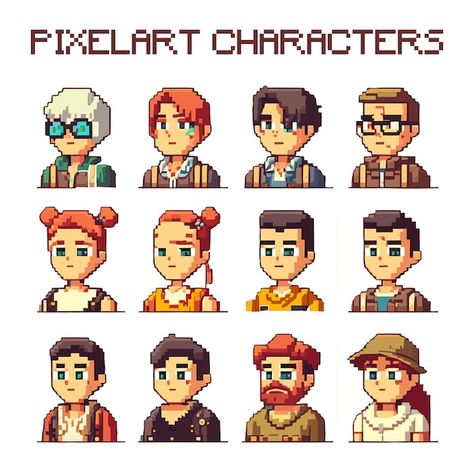 Set of pixel art cartoon people | Premium Vector #Freepik #vector #boy-icon #people-children #person-illustration #children-character Person Pixel Art, People Pixel Art, Pixel Art Person, Pixel Art Cartoon, Character Pixel Art, Person Template, Icon People, Person Illustration, Circus Characters