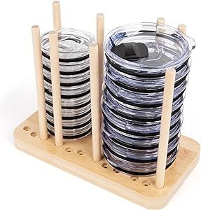 Amazon.com: Adjustable Bamboo Tumbler Lid Organizer - Holds up to 20 Lids - YETI Lid Organizer for Cabinet - YETI Organizer for Kitchen Cabinets - Water Bottle Lid Organizer for Cabinet - Cup Lid Holder - Stacker : Home & Kitchen Small Storage Cabinet, Bamboo Cups, Kitchen Cabinets And Countertops, Klean Kanteen, Small Kitchen Organization, Big Coffee, Small Kitchen Storage, Lid Organizer, Small Kitchens