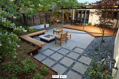 Paver Stone Patio, Backyard Ideas For Small Yards, Concrete Patios, Backyard Storage, Patio Pergola, Modern Backyard Landscaping, Stone Patio, Flagstone Patio, Modern Landscape Design