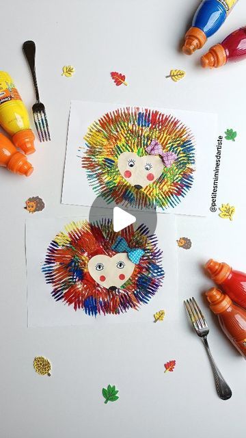 Magdalena & Petites mimines d'artiste on Instagram: "🦔 Hérissons colorés🦔  Voici une nouvelle activité automnale 🍂   Avec les filles nous avons réalisé des hérissons colorés à la fourchette et peinture @cleopatre_wepam   Sur des feuilles blanches les filles ont peint des hérissons avec une fourchette et de la peinture plein de couleurs venant de chez @cleopatre_wepam  Puis elles ont collé les museaux prédécoupés, les yeux et les joues ☺️ pour former les hérissons d'automne tout mignons 🦔  Elles ont adoré cette activité peinture plutôt libre et le résultat inattendu en forme d'hérissons 🦔  Et toi, tu aimes ? As-tu déjà essayé cette technique de peinture à la fourchette ?   #activitemanuelle #activite #activité #activities #activitematernelle #activiteenfant #preschoolactivities #activi Finger Painting Ideas For Kids, After School Club, Toddler Learning Activities, September 22, Finger Painting, Toddler Learning, Process Art, Kids Entertainment, Toddler Crafts