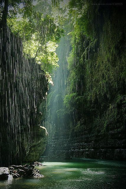 Green canyon, Indonesia. Boats buzz up the jungle-fringed, emerald-green river to a waterfall and a beautiful canyon where there’s swimming #canyon #indonesia #nature #southeastasia #asia #asiatravel Matka Natura, Air Terjun, Have Inspiration, Padang, Paradise Island, Alam Yang Indah, Magical Places, Mongolia, Pretty Places