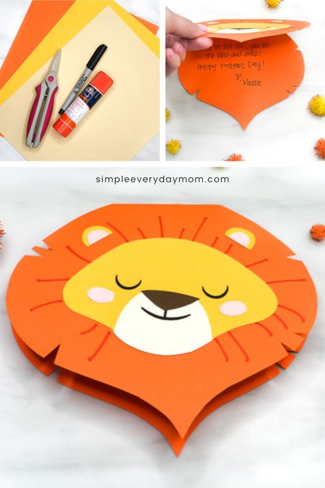 Homemade Fathers Day Card, Boy Diy Crafts, Diy Invitation Card, Lion Craft, Monkey Crafts, Anniversaire Diy, Boy Diy, Diy Toddler, Invitations Diy