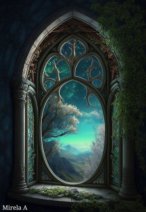 Fantasy Window, Kingdom Illustration, Trippy Artwork, Mixed Media Art Canvas, Underwater Art, Fantasy Background, Black Background Wallpaper, Art Gallery Wallpaper, Fantasy Castle