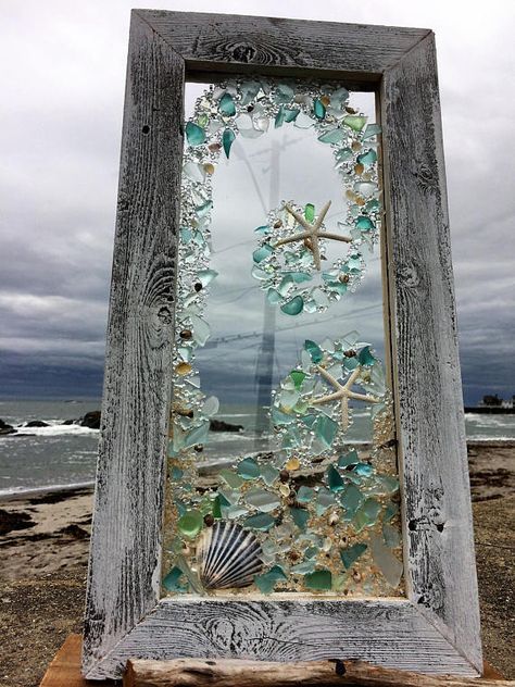 Sea Glass Window, L'art Du Vitrail, Beach Glass Crafts, Art Coquillage, Glass Window Art, Beach Glass Art, Sea Glass Crafts, Have Inspiration, Seashell Art