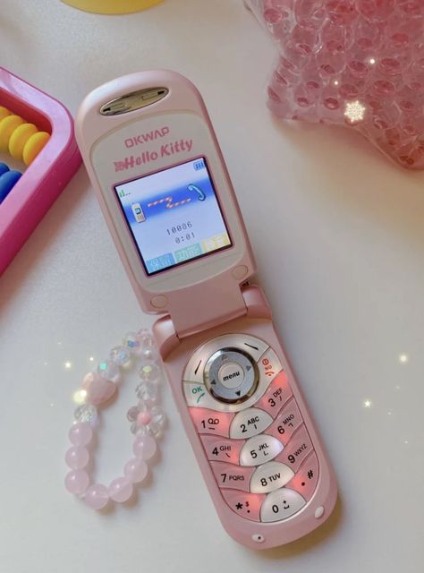 Flip Phone Aesthetic, Fancy Keyboard, Only Angel, Doll Closet, Retro Gadgets, Hello Kitty Art, Flip Phone, Pink Hello Kitty, Cute Polymer Clay