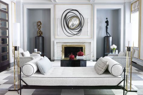 Our Four Favorite Sofa Silhouettes - The Chriselle Factor Jean Louis Deniot, New York Buildings, Houston Interior Designers, French Interior Design, Neoclassical Interior, Geometric Floor, American Interior, Apartment Projects, Interiors Dream