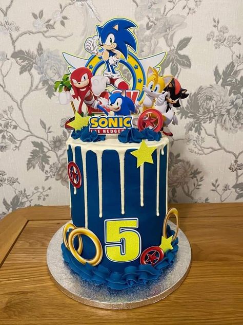 Sonic Theme Cake, Pastel Sonic, Sonic Birthday Cake, Sonic The Hedgehog Cake, Inference Activities, Nice Cake, Sonic Cake, Small Birthday Cakes, Twins Cake