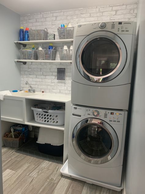 Laundry Room Storage With Stackable Washer And Dryer, Laundry Room Shelves With Stackable Washer And Dryer, Small Laundry Room Ideas Stackable With Sink, Stack Washer And Dryer Laundry Room Diy, Narrow Stacked Laundry Room, Laundry Room Makeover With Stackable Washer And Dryer, Small Laundry Room Makeover With Stackable Washer And Dryer, Stacked Washer And Dryer Laundry Room Utility Sink, Stackable Washer Dryer Laundry Room With Sink