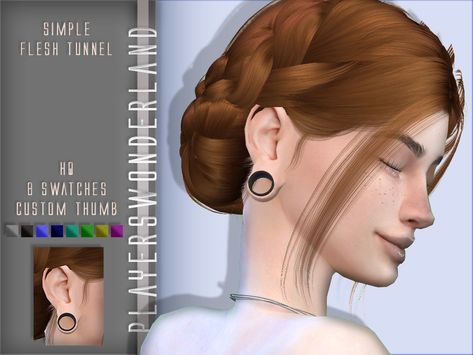 PlayersWonderland's Simple Flesh Tunnel *Eco Livestyle Needed* Sims 4 Gage Earrings, Sims 4 Cc Stretched Septum, Male Teen, Sims 4 Piercings, Flesh Tunnel, Gauge Earrings, Pelo Sims, Sims 4 Cc Makeup, Free Sims