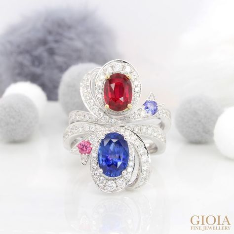 Sapphire Ruby Heirloom Ring
Featuring unheated royal blue sapphire and eye-catching vivid red pigeon blood ruby.
Representative of love and luxury, these brilliantly designed ruby sapphire rings can either be worn as single pieces or worn together as stacked beauties to form a jewelled band on your finger.
https://gioia.com.sg/ruby-sapphire-rings/ Ruby And Sapphire Engagement Ring, Luxury Ruby Ring With Stone Setting, Ruby And Blue Sapphire Ring, Luxury Red Sapphire Ring With Accent Stones, Luxury Red Sapphire Ring, Bypass Rings, Heirloom Ring, Exquisite Brilliant-cut Ruby And Diamond Ring, Blood Ruby