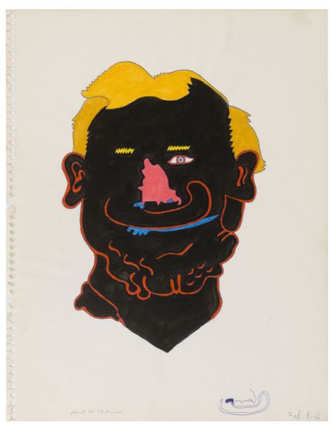 Karl Wirsum, Untitled (Head Study for Awning Series), 1966.  Ink and color pencil on paper.   Derek Eller Gallery NYC / DeSimoneWayland Chicago Imagists, Head Study, Pencil On Paper, Color Pencil, Colored Pencils, Awning, Art Style, Fashion Art, Steam