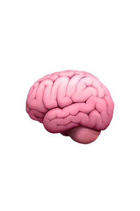 The emoji 🧠 depicts a pinkish-gray brain with a few wrinkles and folds, resembling the human brain. It has two curved lines on the top, representing the cerebrum, and a small stem-like structure at the bottom, representing the brainstem. The emoji is often used to represent intelligence, knowledge, and the mind. Brain Png Icon, Notion Emoji, Maya Projects, Mood Reactions, Brain Emoji, Aesthetic Brain, Mind Icon, Brain Wallpaper, Old Apple Logo