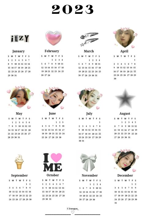 Kpop Calender 2023, Kpop Calender, Kpop Calendar 2023, 2023 Calendar Aesthetic Kpop, Calendar Decal, Cute Calendar, Calendar 2023, Mini Calendars, Kids Calendar