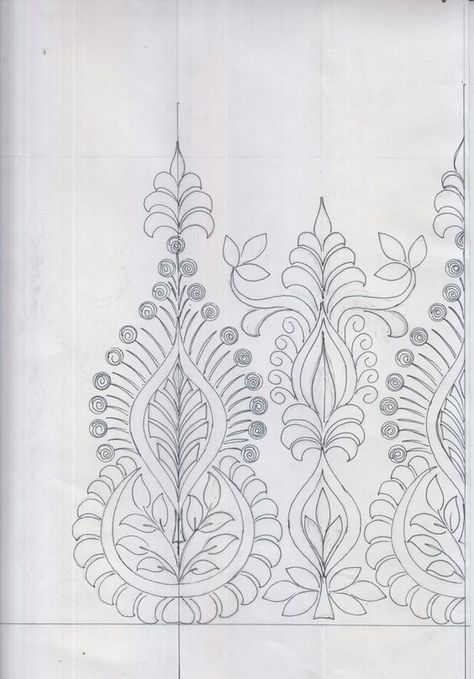 Sleeve Designs for Aari embroidery or Maggam work - Printable | Knotty Threadz Blog Indian Embroidery Designs, Flower Stencils, Lino Prints, Pencil Design, Aari Embroidery, Crochet Leaves, Border Embroidery Designs, Printmaking Art, Border Embroidery