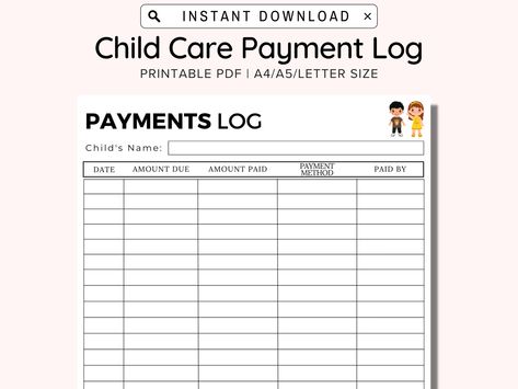 Daycare Payment Log, Letter Tracing Printables, Sales Template, Starting A Daycare, Medication Log, Counting For Kids, Daycare Ideas, Alphabet Activities Preschool, Social Studies Activities